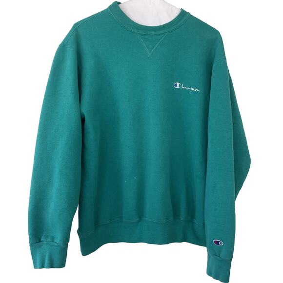 Champion Other - Vtg Teal Champion Script Spell Out Blue Tag USA 80s Reverse Weave SweatshirtREAD